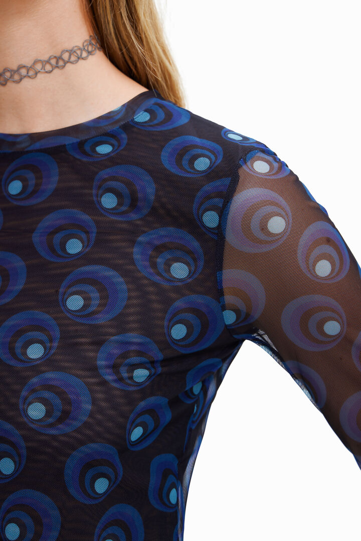 Tulle T-shirt with retro circle print | Desigual