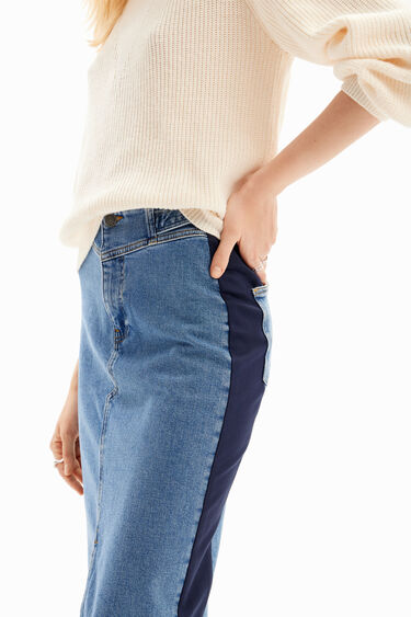 Faldilla midi denim franja | Desigual