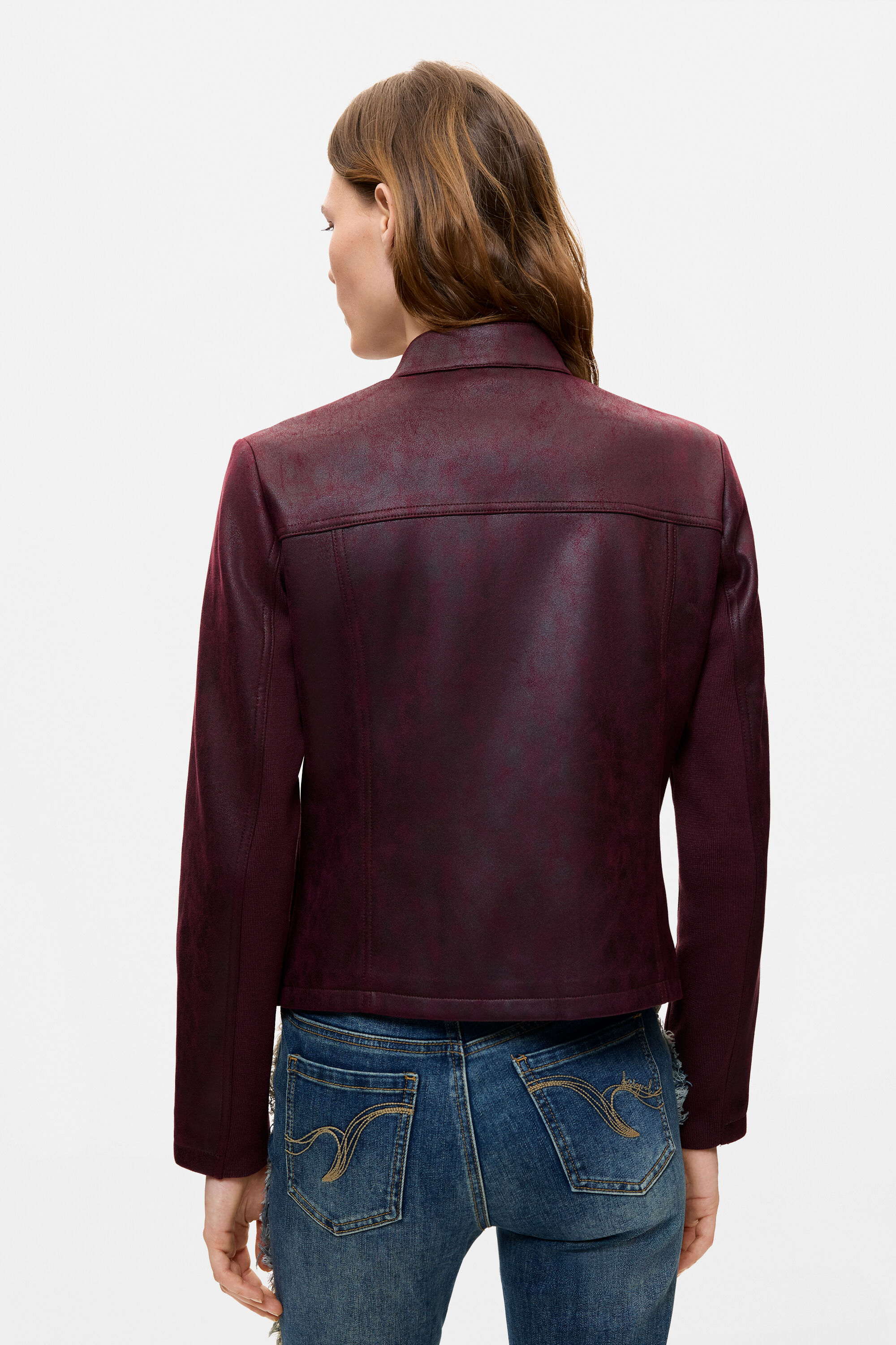 コンビネーションレザールックジャケット 赤 女性用 I Desigual.com