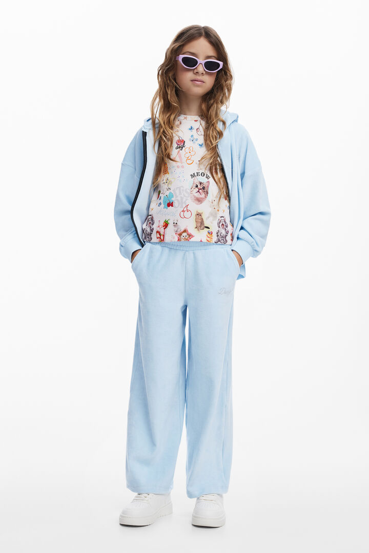 Fleece pants with rhinestones
