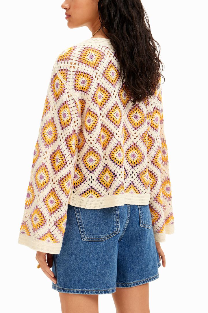 Crochet jumper with geometric patterns | Desigual