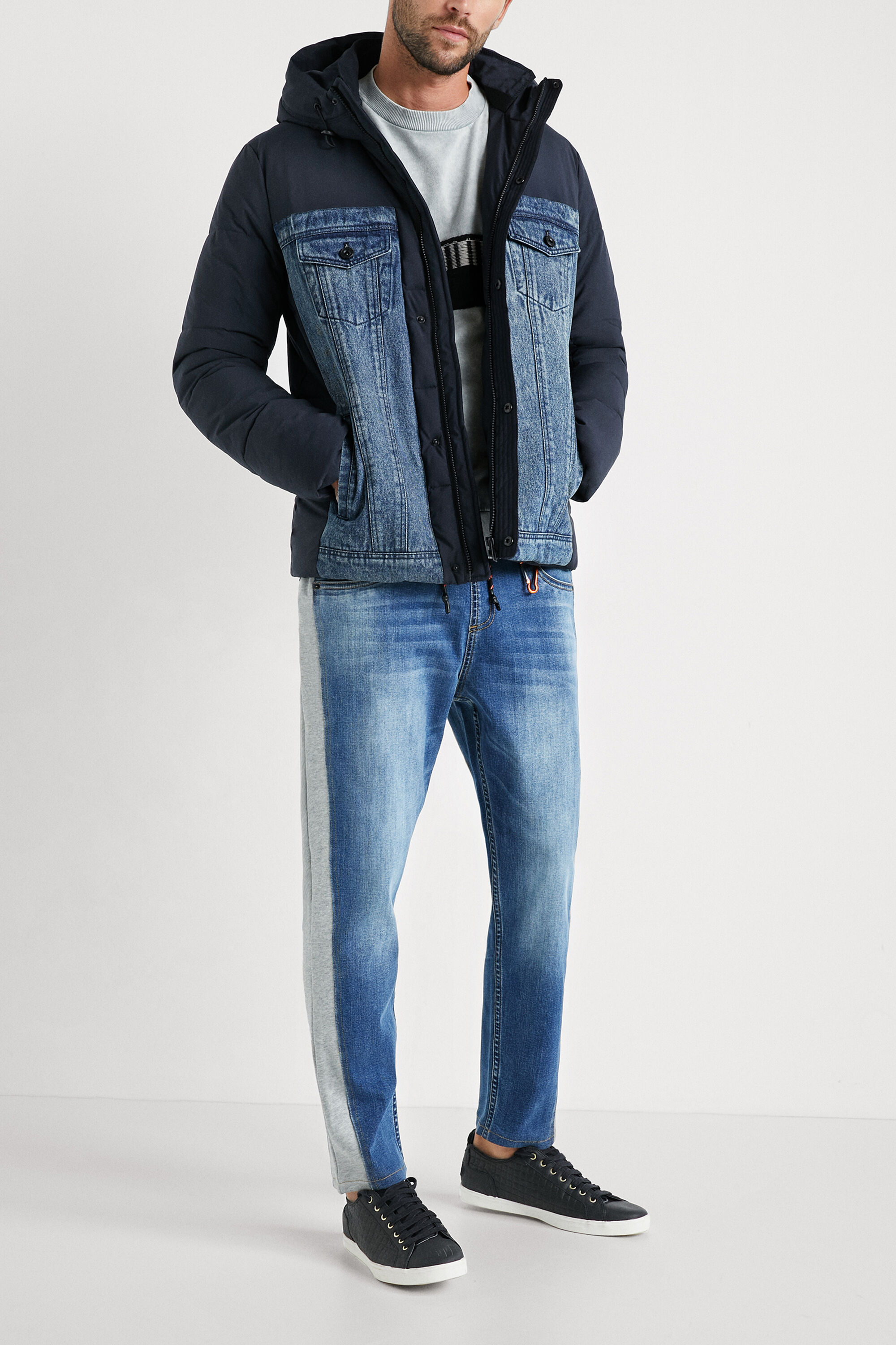 mens padded denim jacket