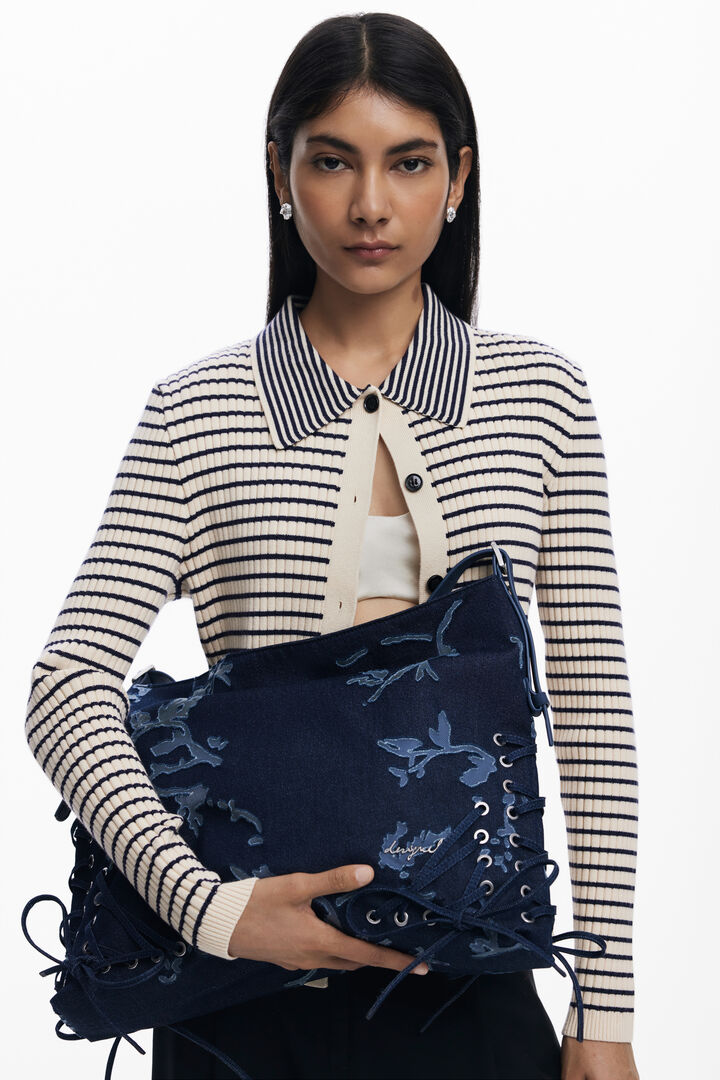 Borsa media in denim devoré | Desigual