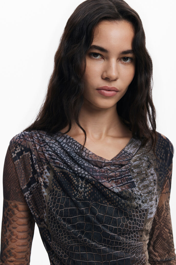 Vestido escote asimétrico animal | Desigual
