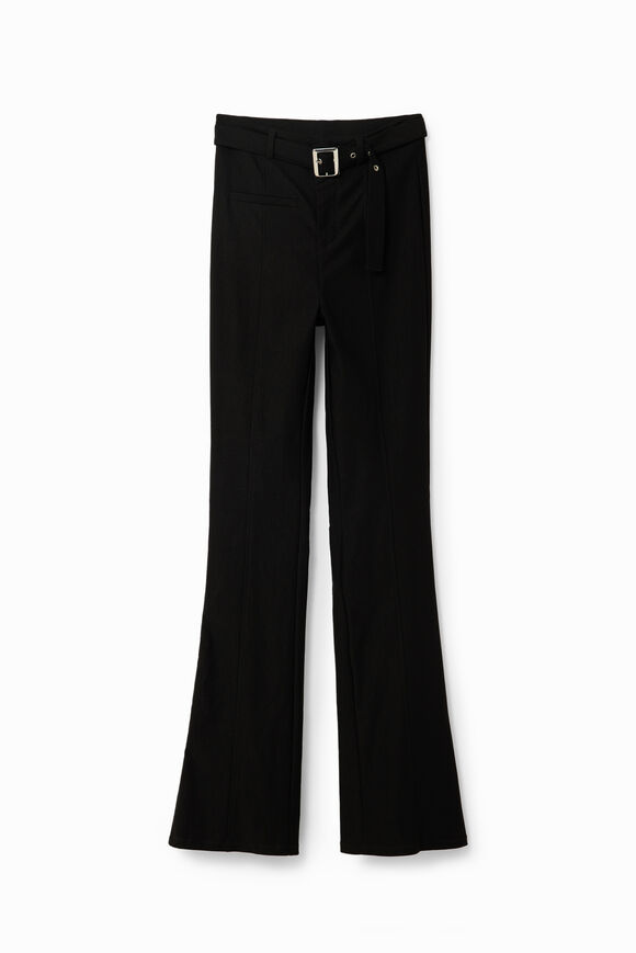 Belted flare trousers