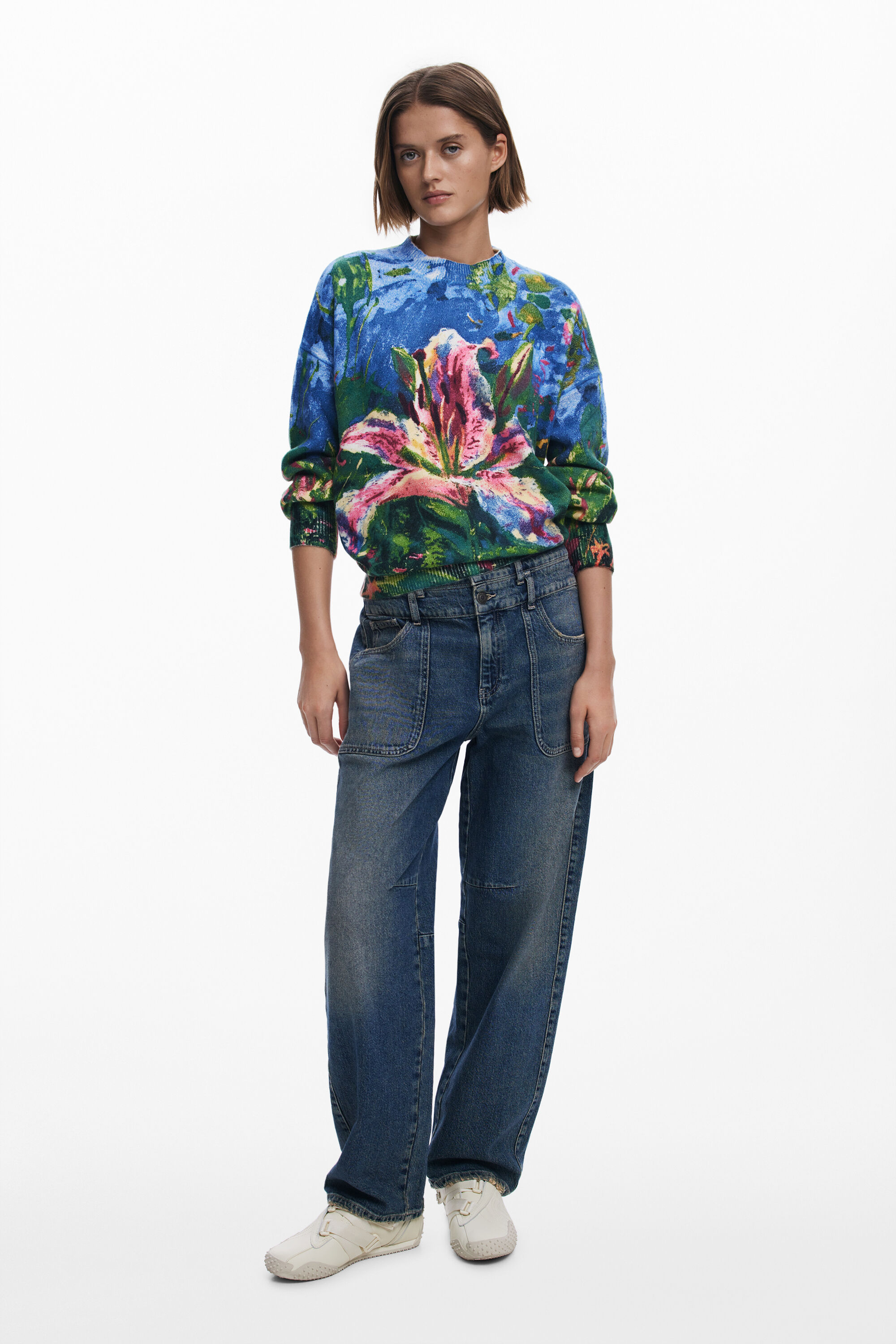 Desigual Thick Orchid Sweater In Material Finishes
