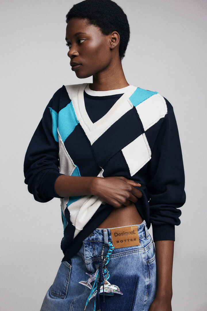 Double-neck diamond-pattern sweater Botter | Desigual