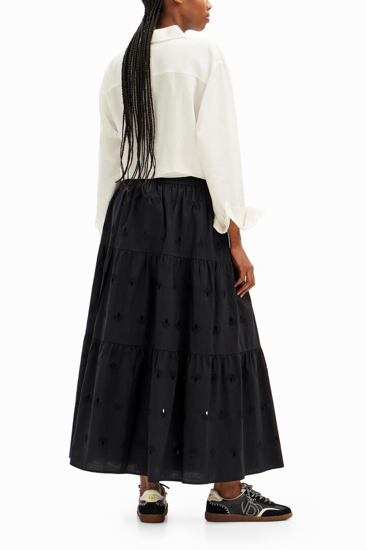 Swiss embroidery midi skirt | Desigual