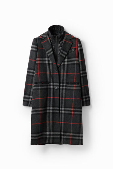 Combination plaid coat | Desigual