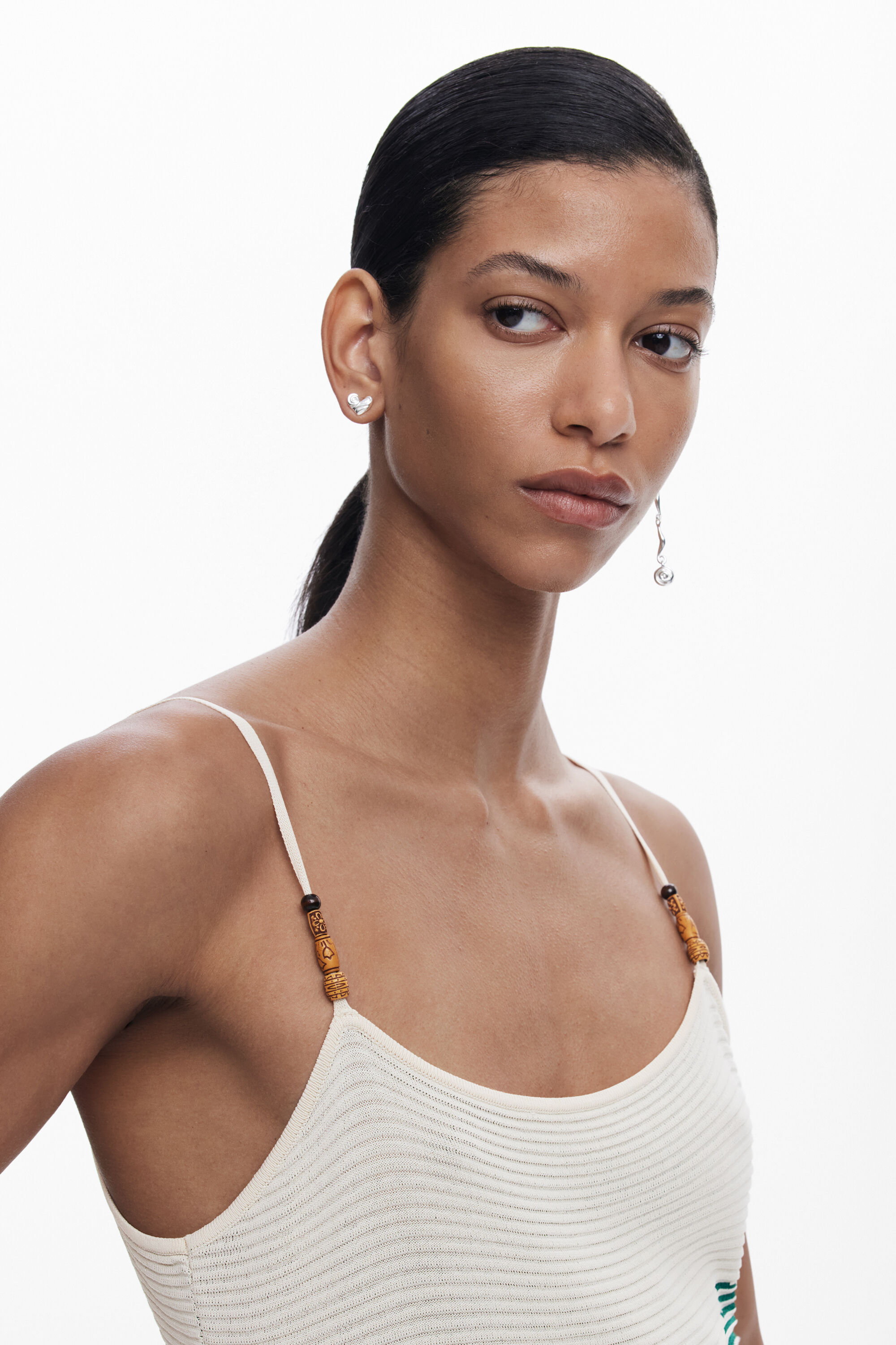 Desigual Palm Texture Dress In White