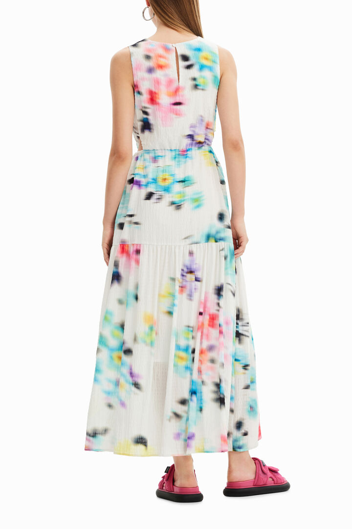 Langes Kleid Cut-out verschwommenes Muster | Desigual
