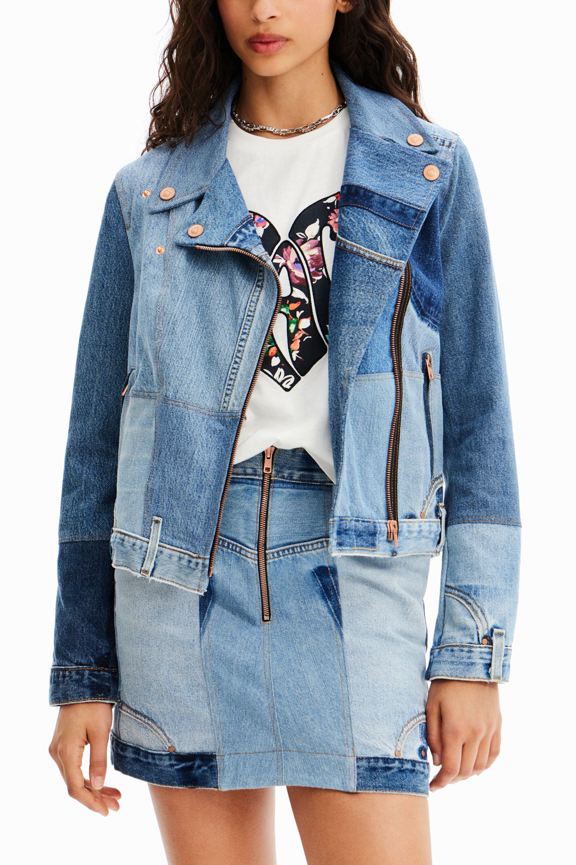 Upcycled denim biker jacket | Desigual.com