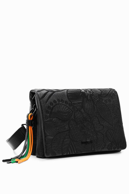 Midsize crossbody bag with embroidered flowers