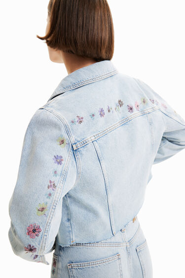 Short floral denim jacket | Desigual