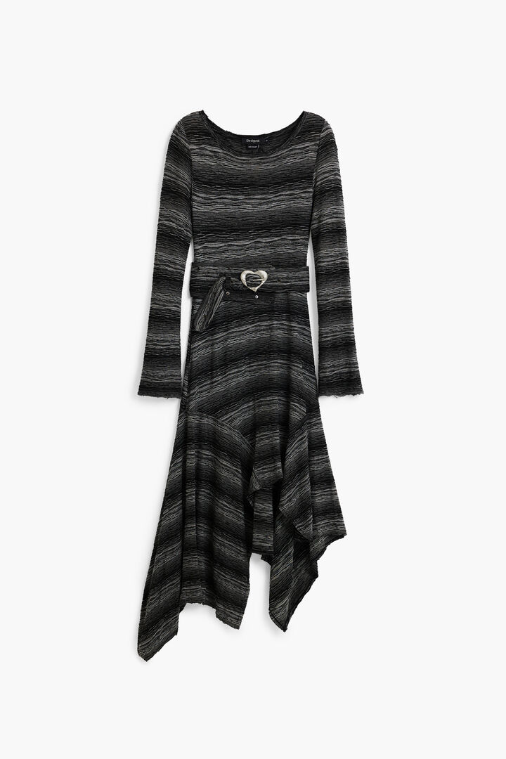 asymmetric knit midi dress