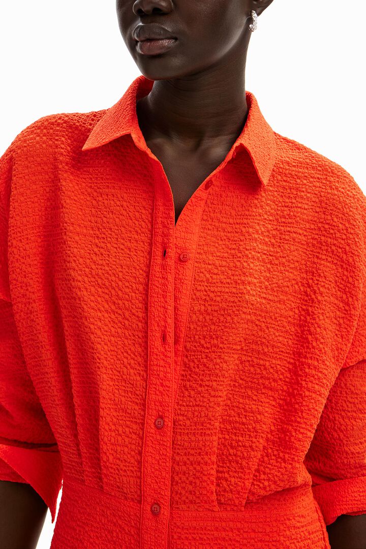 Short textured shirt dress | Desigual