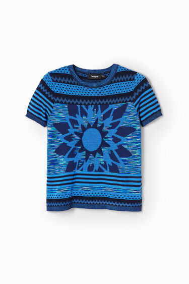 Gebreid T-shirt met bloem | Desigual