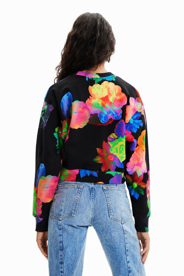 Sudadera corta flores mano | Desigual