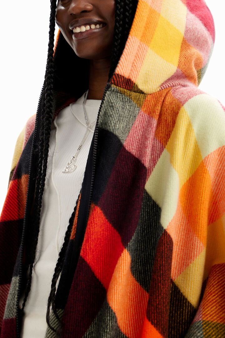Plaid hooded poncho | Desigual