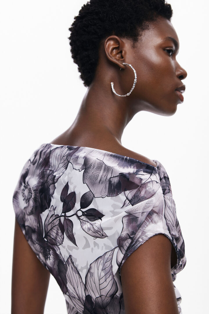 Asymmetric floral T-shirt | Desigual