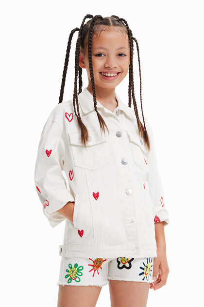 Oversize heart denim jacket