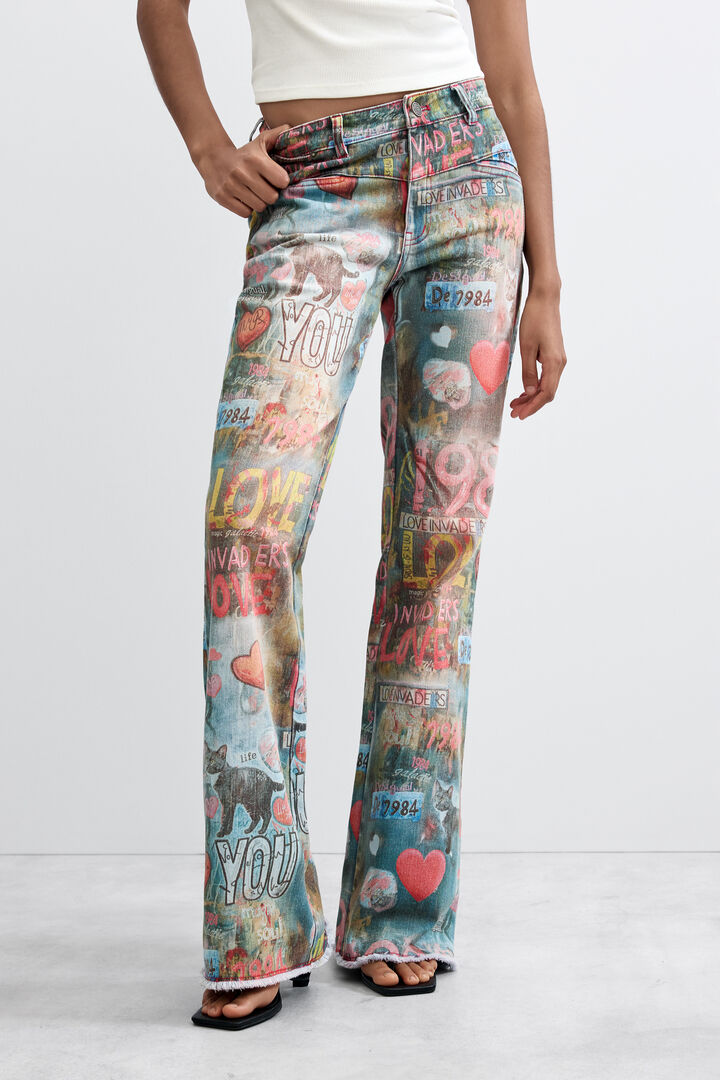 Printed Flare Jeans