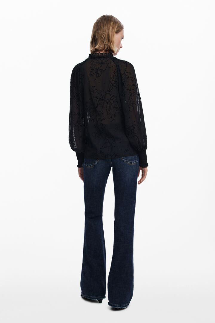 Blusa trasnparencias flocado | Desigual