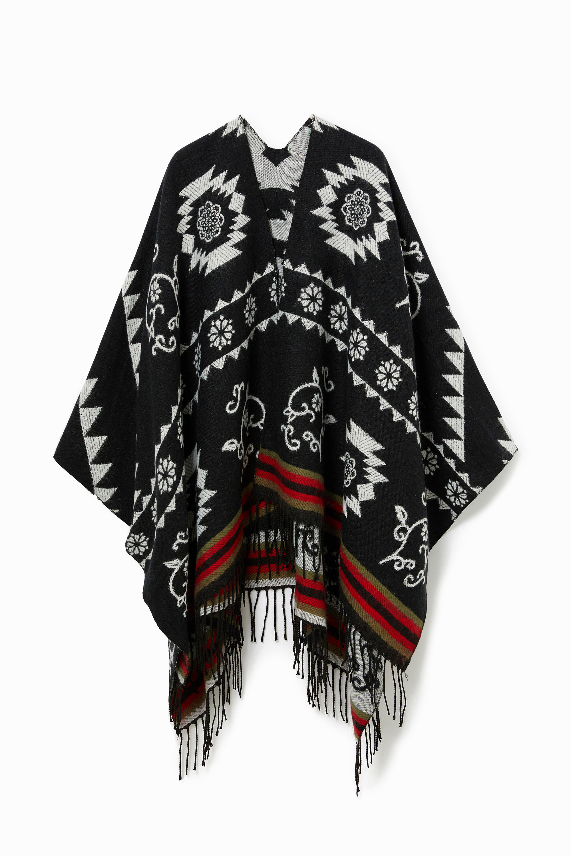 Poncho rectangular etnico reversible Desigual