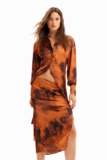 Faldilla midi frunzit regulable | Desigual