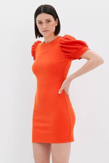 Short slim coral dress | Desigual