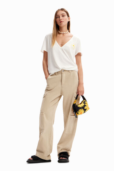 V-neck flower T-shirt | Desigual