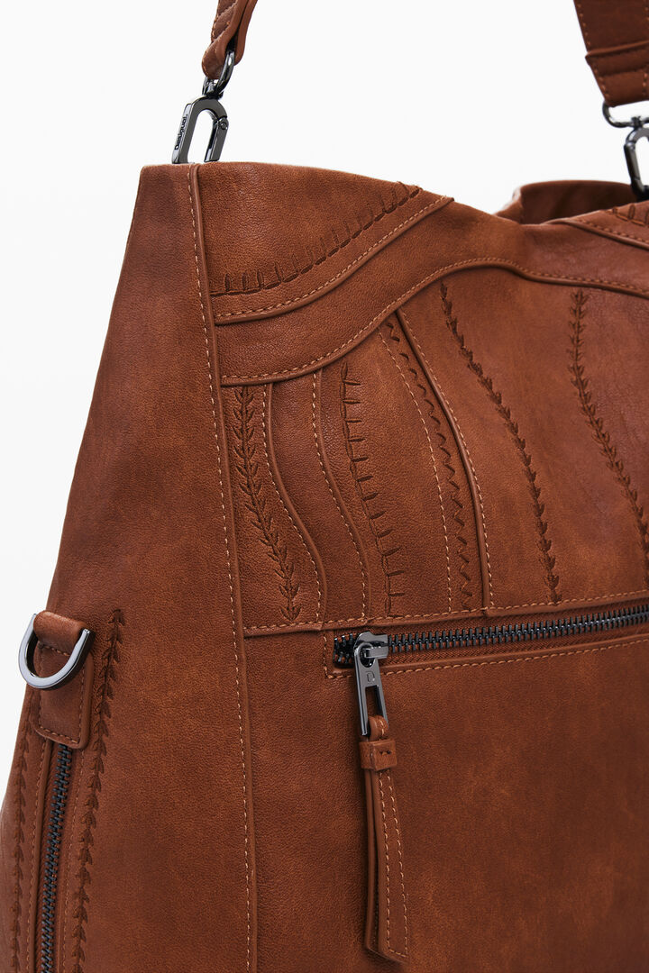 Medium embroidered faux leather bag | Desigual