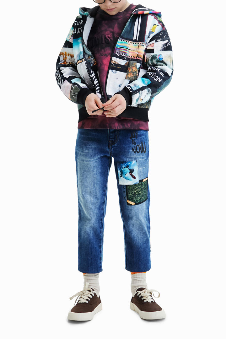 Bluza z kapturem i nadrukiem fotograficznym z motywem kolażu | Desigual