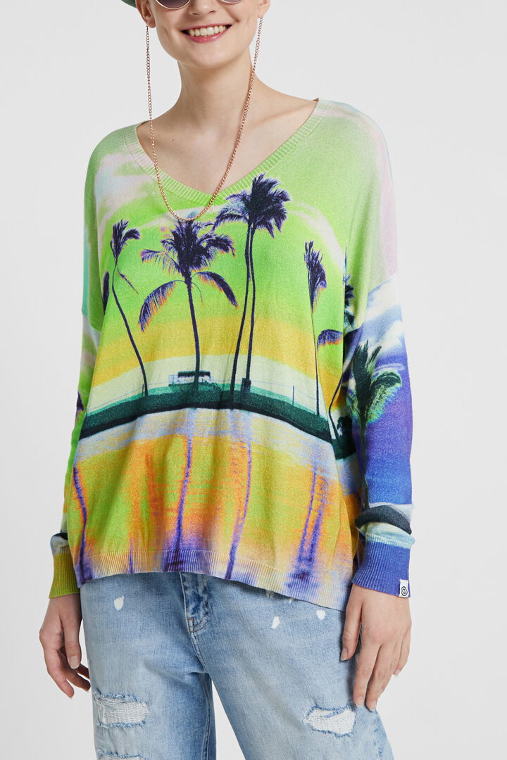 Pull fin imprimé hawaïen | Desigual