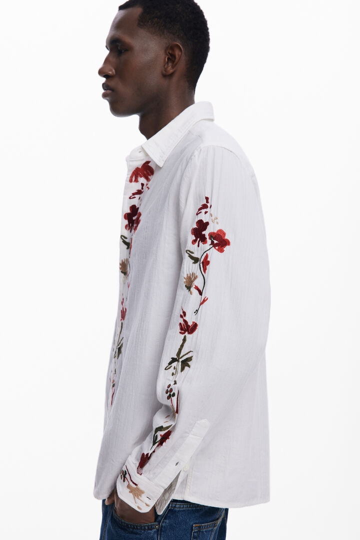 Long-sleeve shirt with embroidered flowers | Desigual