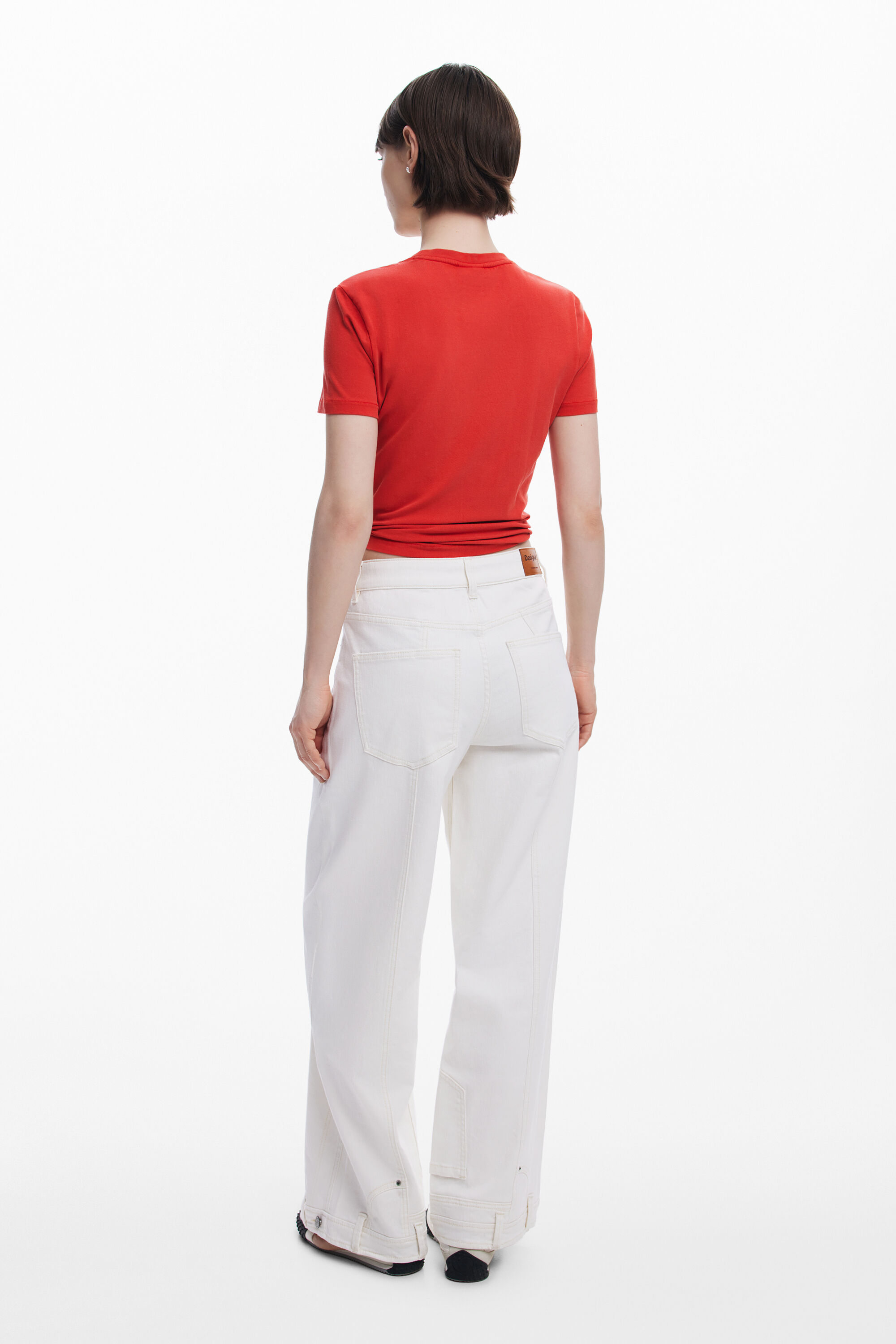 Desigual Straight Jeans With Pockets In Material Finishes