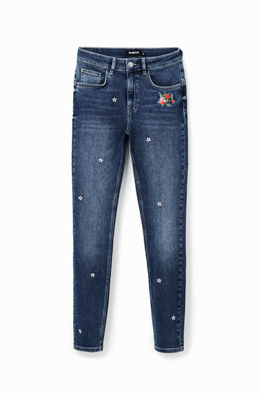 Push-up skinny jeans met bloemen | Desigual