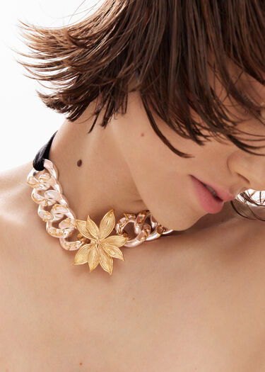 Zalio gold and silver-plated flower and chain necklace | Desigual