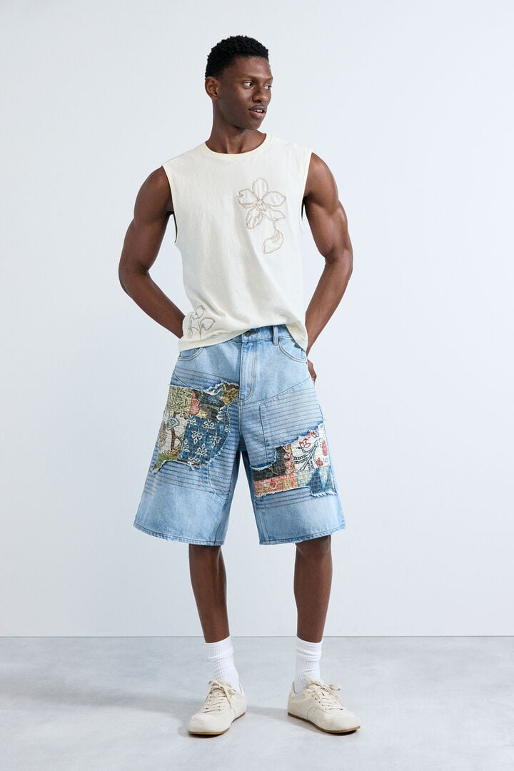 Pantaloncini di Jeans mezzo uomo con testo strappato Multi colore al ginocchio pantaloni Jeans corti da uomo grafica lunga novà In estate sottile Vintage 200000343 Pantaloncini di Jeans mezzo uomo con testo strappato Multi colore al ginocchio pantaloni Jeans corti da uomo grafica lunga novà In estate sottile Vintage 200000343