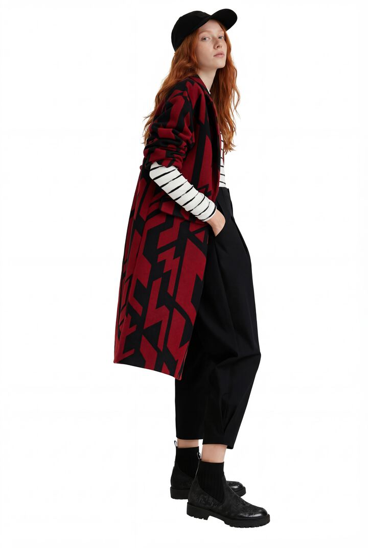 Oversized straight geometric coat
