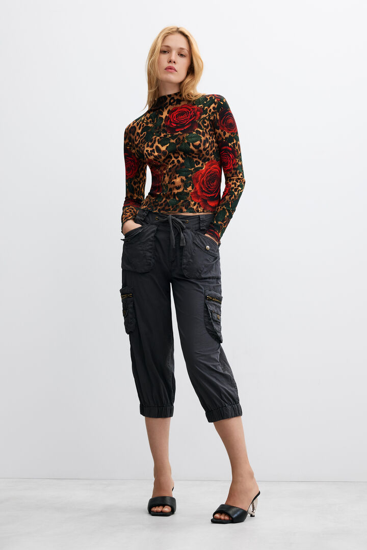 ribbed T-shirt animal print