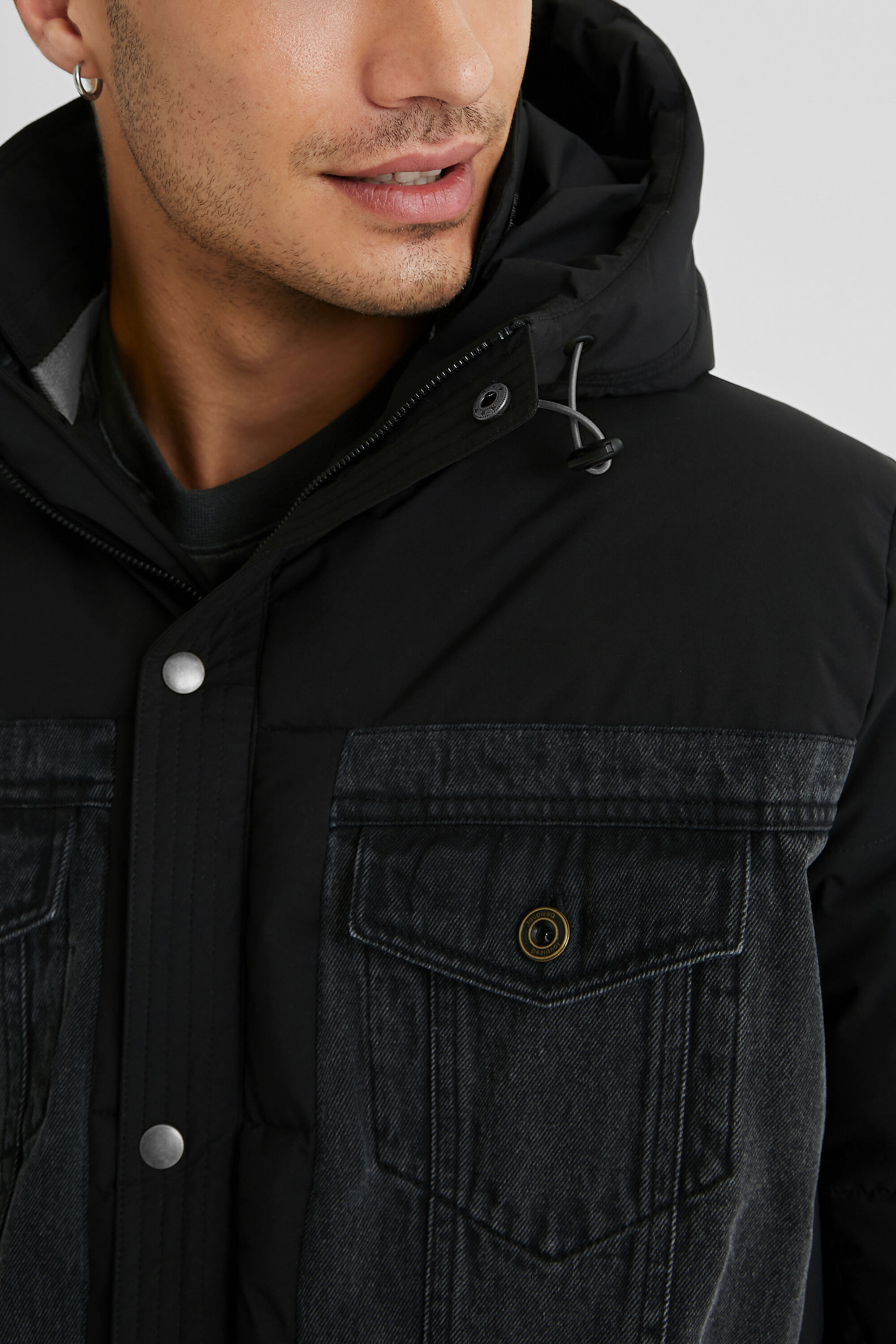 padded denim jacket mens