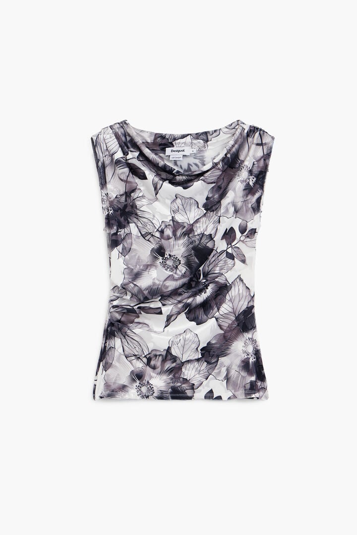 Asymmetric floral T-shirt | Desigual
