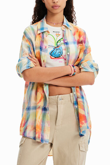 Camisa oversize cuadros tie-dye | Desigual
