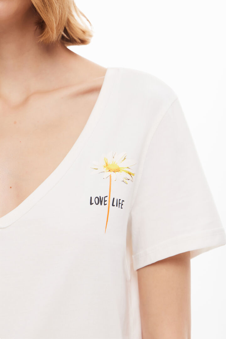 Camiseta escote pico flor | Desigual