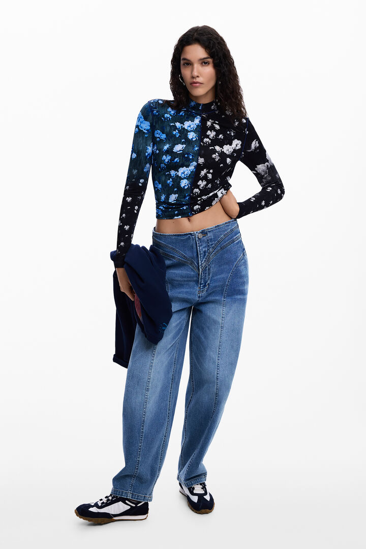 Two-tone floral T-shirt | Desigual