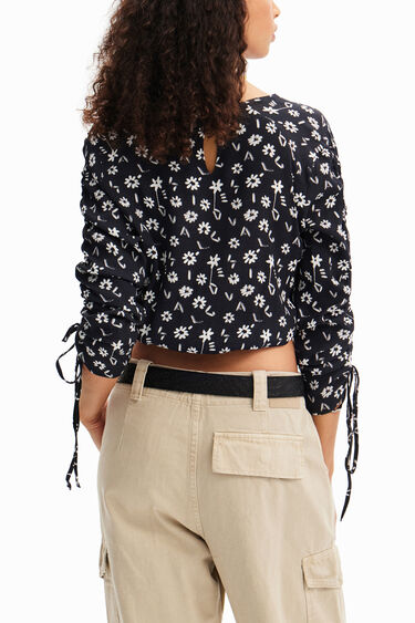 Blusa corta fruncido flores | Desigual