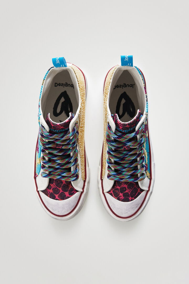 Sneakers altas plataforma patch floral | Desigual