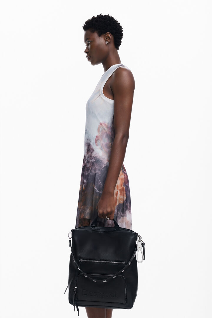 Mochila logo efecto piel mediana | Desigual