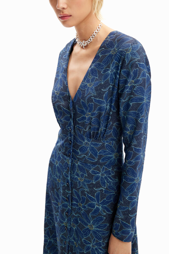 Robe-chemise midi fleurs | Desigual